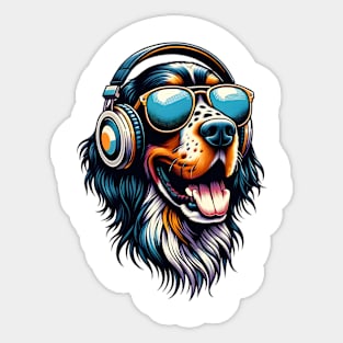 Gordon Setter Smiling DJ with Harmonious Beats Sticker